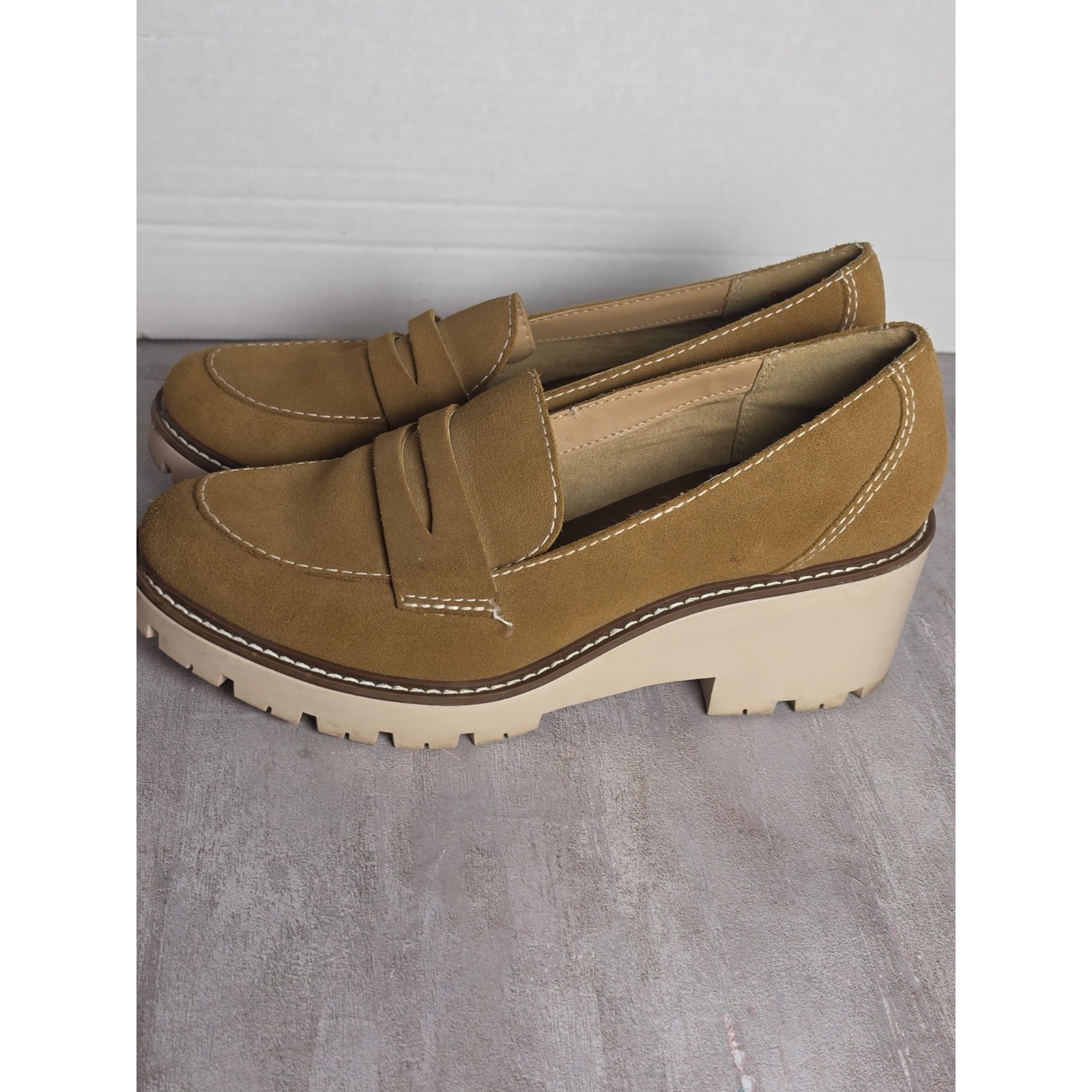 Y2k Style Lug Sole Platform Loafer Shoes Brown Suede Size 9m — image 5 of 8
